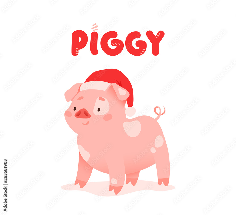 Pink piggy. Funny pig isolated on white background. Pink piggy. Funny pig isolated on white background.