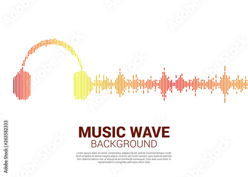 Sound wave Music Equalizer background. audio visual headphone icon with pixel wave graphic style