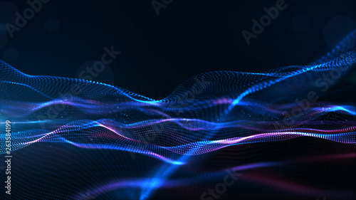 Digital Particles Wave, Digital Cyberspace Background