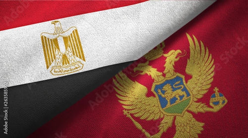 Egypt and Montenegro two flags textile cloth, fabric texture