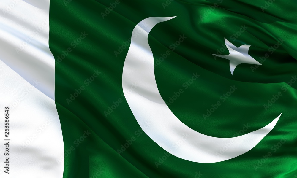 Realistic silk material Pakistan waving flag, high quality detailed fabric texture. 3d illustration Realistic silk material Pakistan waving flag, high quality detailed fabric texture. 3d illustration