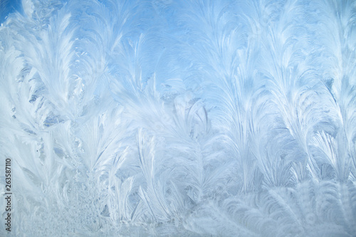 Ice patterns on winter glass