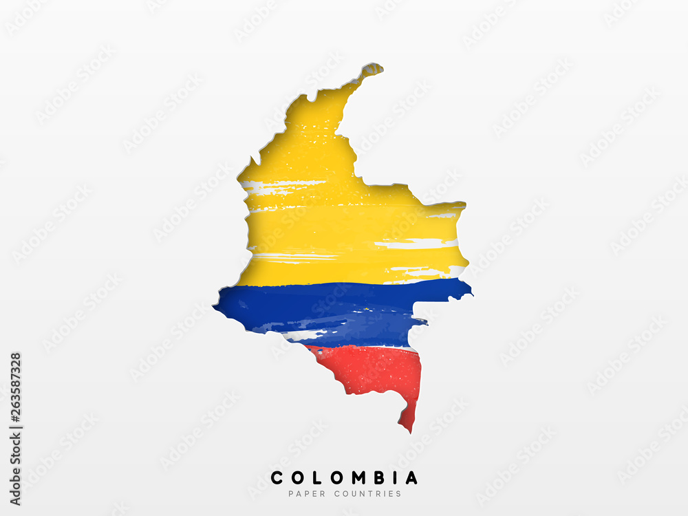 Fotografie, Obraz Colombia detailed map with flag of country