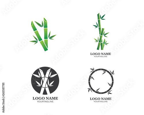 Bamboo with green leaf for your logo icon vector