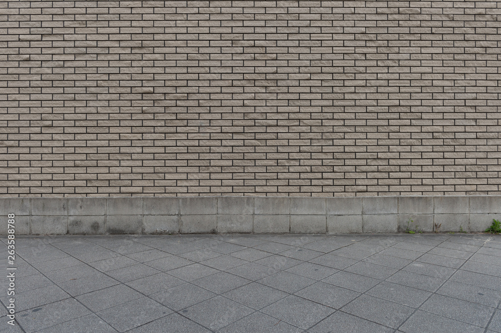 Fototapeta premium street wall background ,Industrial background, empty grunge urban street with warehouse brick wall
