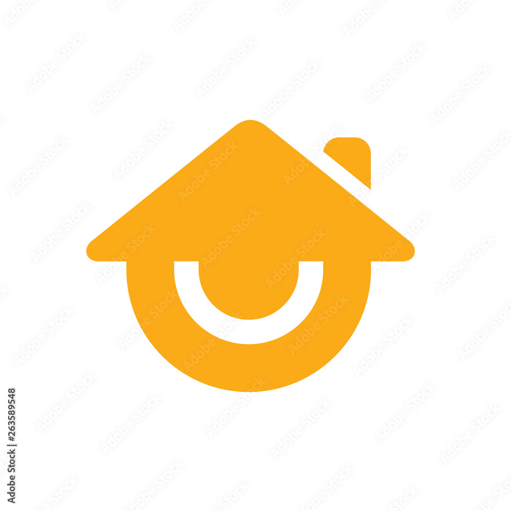 Smile house or smiling home logo, vector icon design Stock Vector