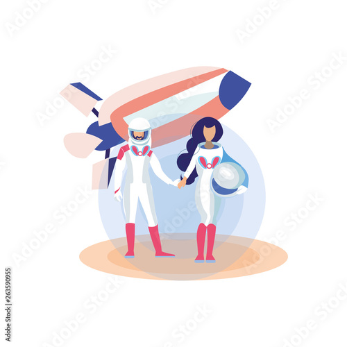 Sci-Fi New Planets Exploration Flat Illustration