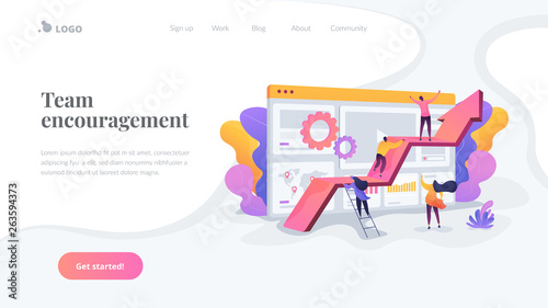 Challenge move for success, confidence winning competition, motivation goals achievement concept. Website homepage interface UI template. Landing web page with infographic concept hero header image.