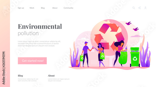 Zero waste, waste free technology, environmental pollution concept. Website homepage interface UI template. Landing web page with infographic concept hero header image.