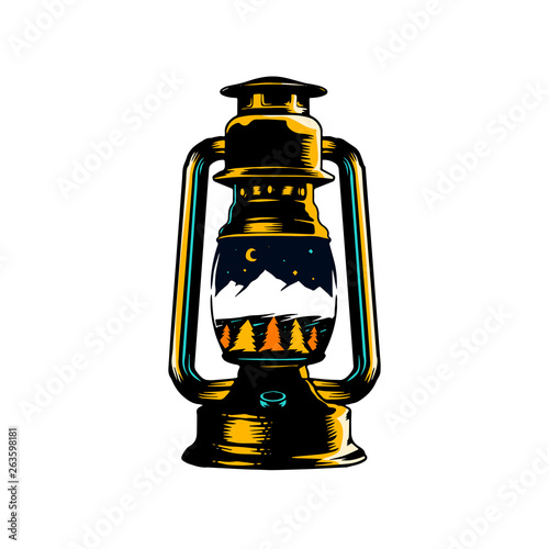 Vintage lantern sticker