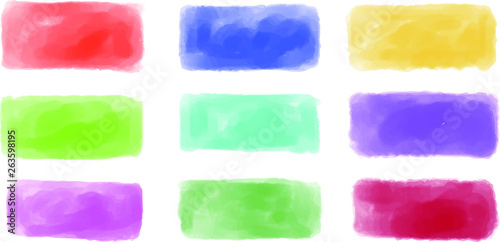 Horizontal watercolor style colorful background set
