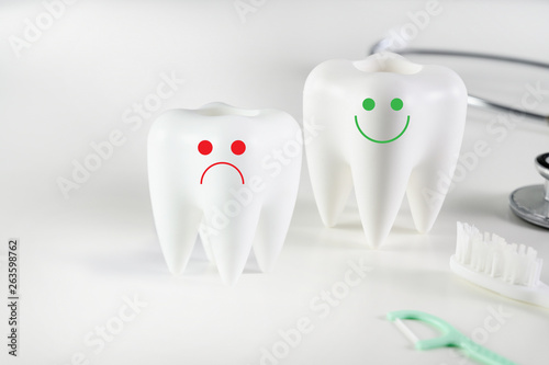 dental  concept Dental model and dental equipment dental hygiene Dentist tools