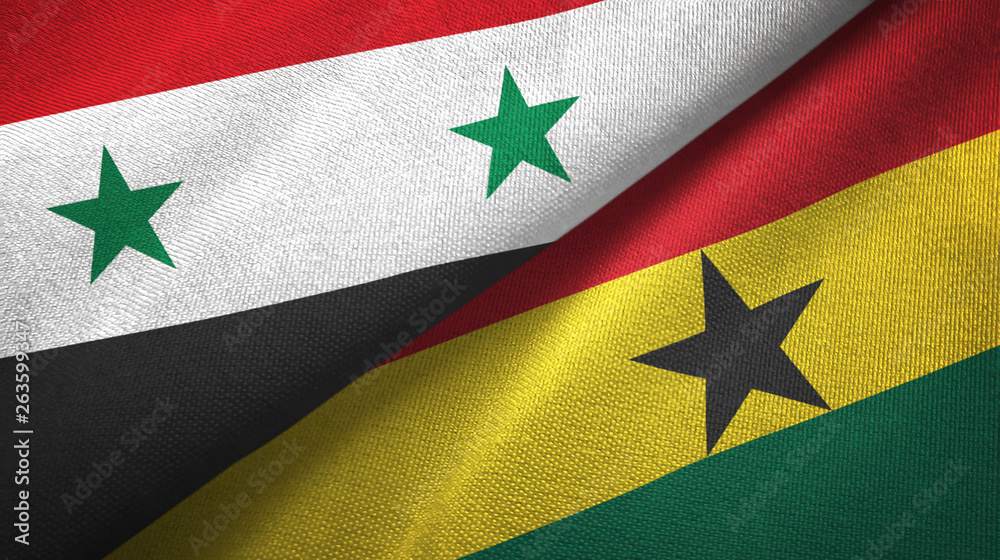 Syria and Ghana two flags textile cloth, fabric texture Syria and Ghana two flags textile cloth, fabric texture