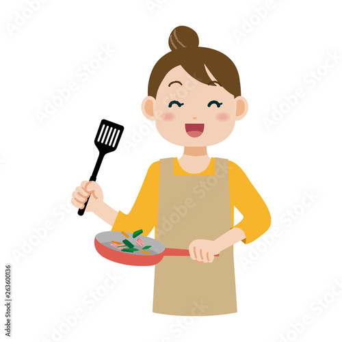 料理中の女性