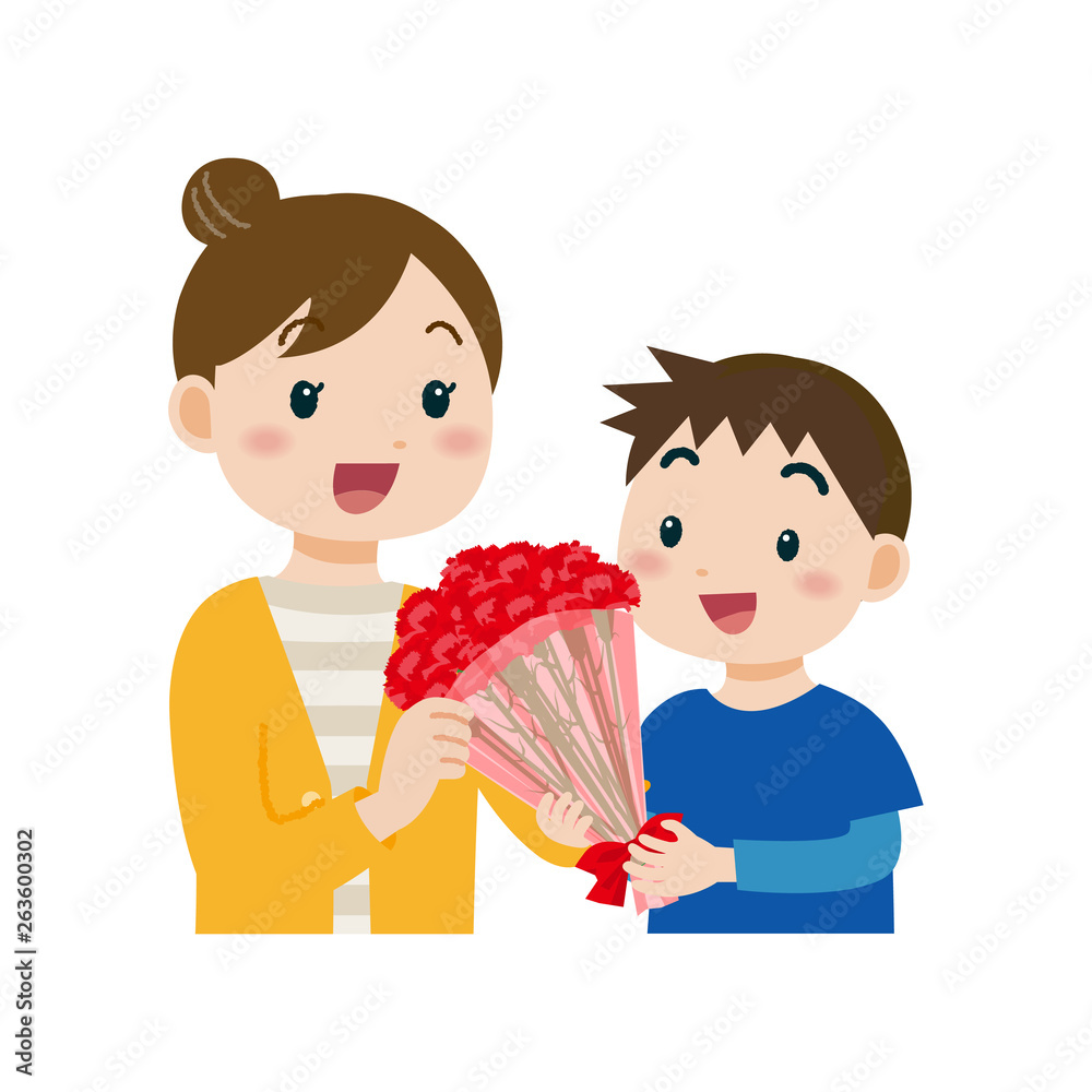母の日 カーネーションをあげる子ども 母の日 カーネーションをあげる子ども