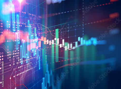 stock market investment graph with indicator and volume data.