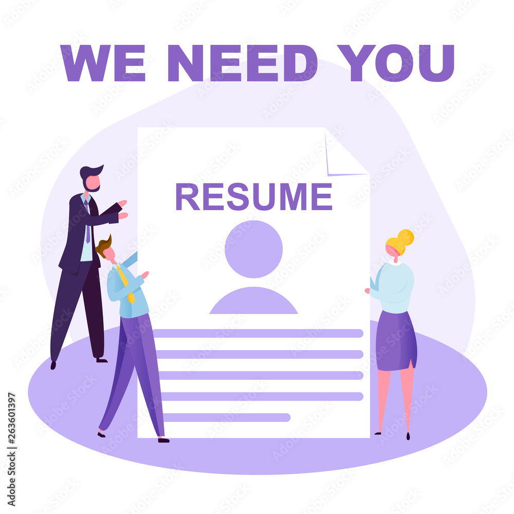 finding a new employee, expanding the company, new post available, the company needs a new worker, Vector image, flat design, modern colorful illustration with characters.