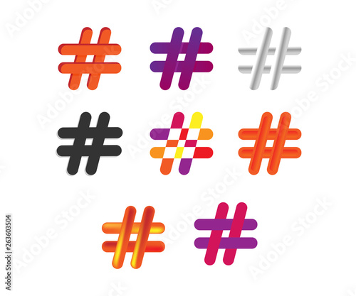 Hashtag icons set. Hash Tag pictograms. Vector icons