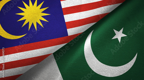Bild auf Leinwand Malaysia and Pakistan two flags textile cloth, fabric texture