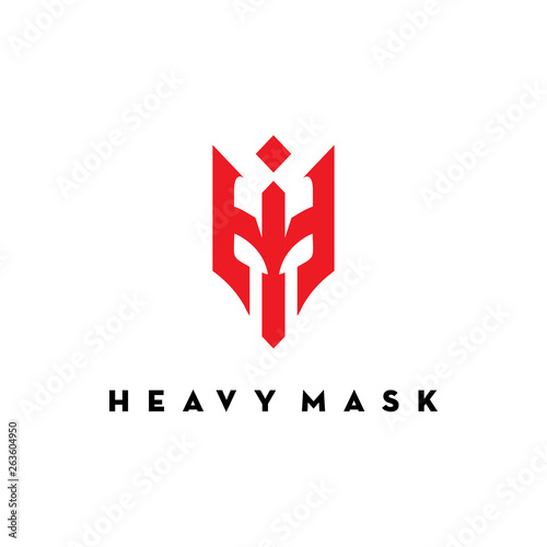 letter hm logo with mask design vector illustration