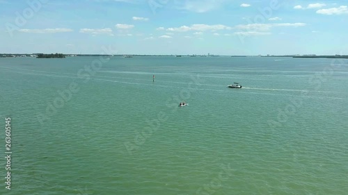 Island fun. This is part of a 21 clip collection of boats, island fly overs, wave runners, paddle boarders, canoes and more. Smooth buttery shots of sunny island adventures in Tampa Florida.
