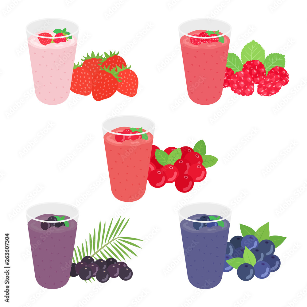 スムージーのイラストセット Stock Vector Adobe Stock