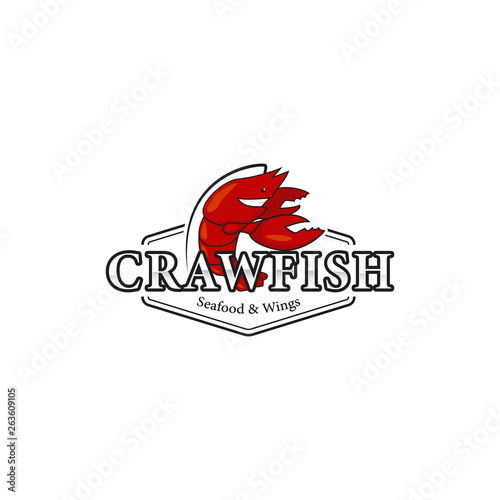 Crawfish lobster seafood bistro restaurant logo icon symbol with mascot character illustration