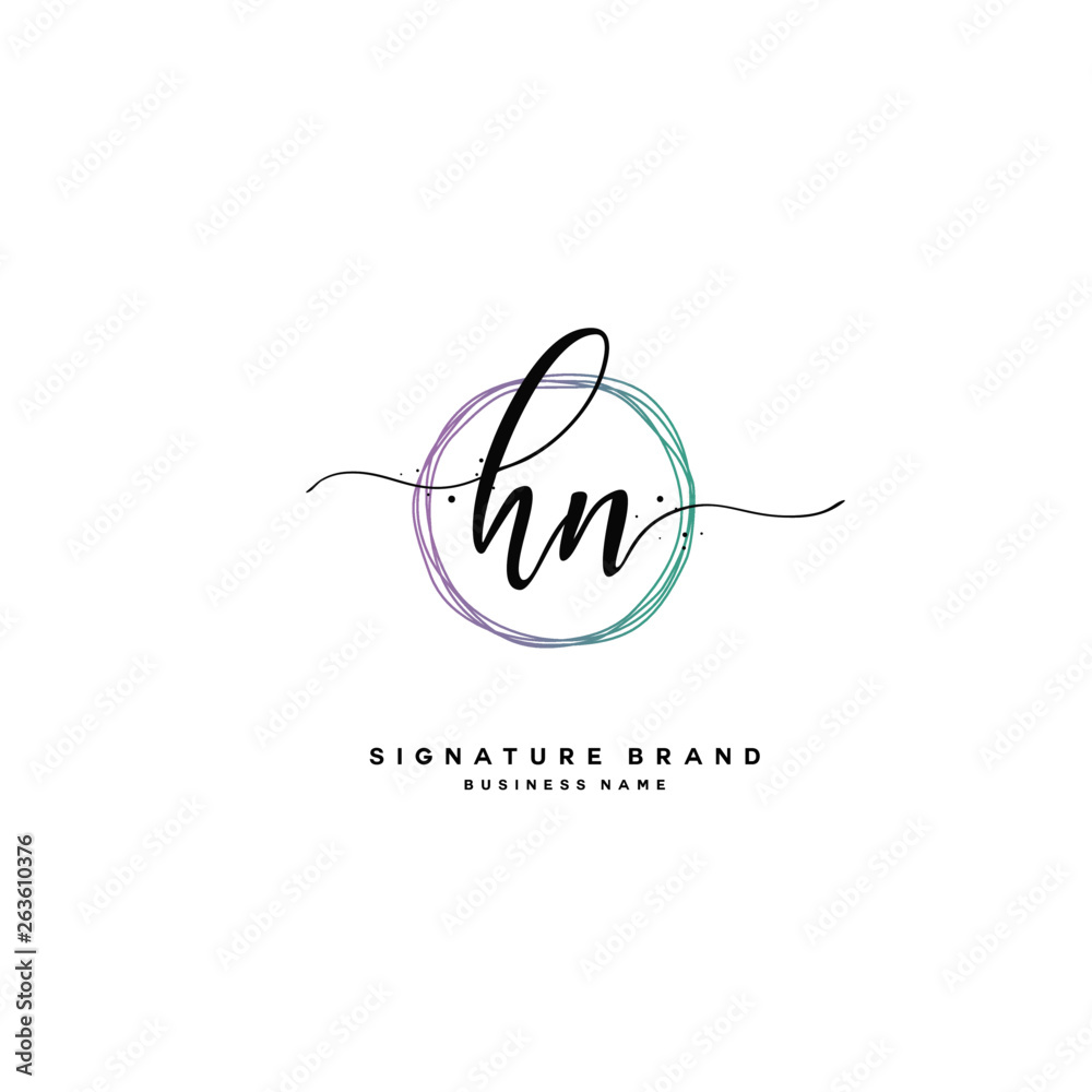 H N HN Initial letter handwriting and  signature logo.