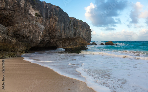 Barbados coastline with sand and rocks