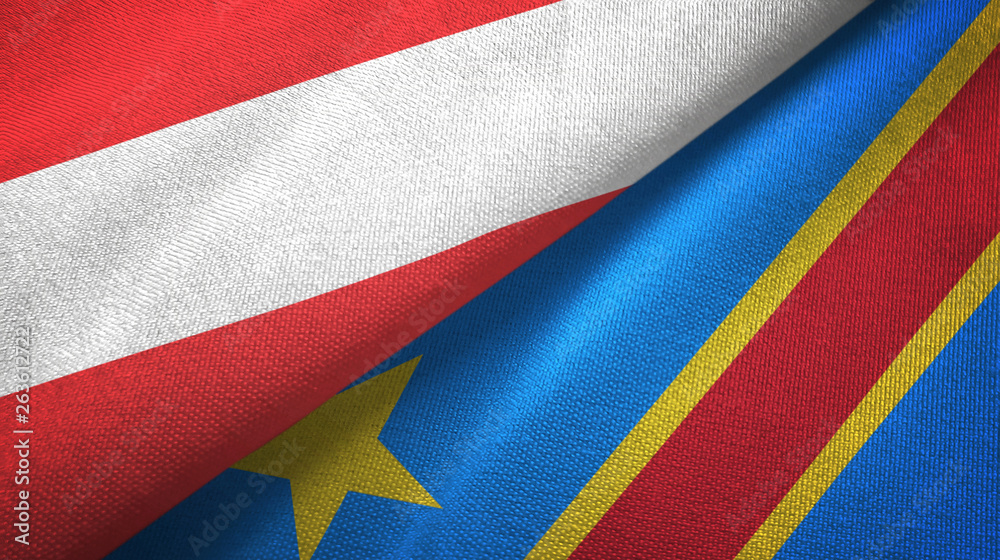 Austria and Congo Democratic Republic two flags textile cloth Austria and Congo Democratic Republic two flags textile cloth