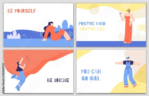Set Woman Motivation Posters with Daily Stimulus