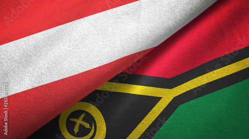 Austria and Vanuatu two flags textile cloth, fabric texture