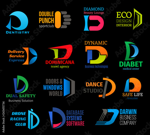 Corporate identity icons letter D vector isolated