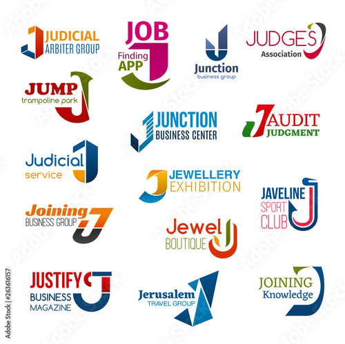 Business icons, letter J, corporate identity
