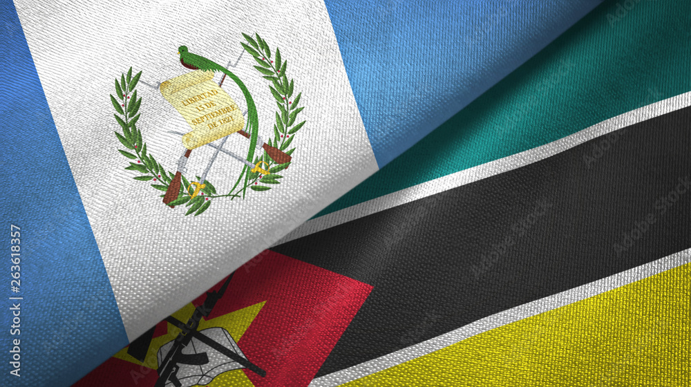Guatemala and Mozambique two flags textile cloth, fabric texture
