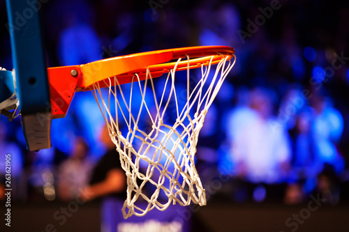 basketball hoop in red neon lights - game day © Melinda Nagy