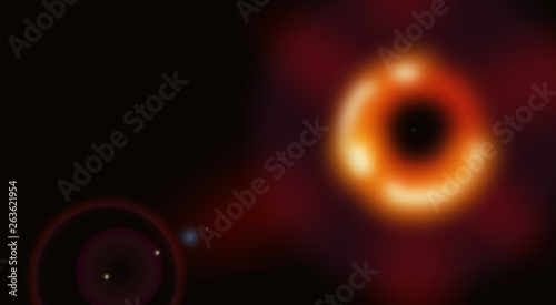 Canvastavla Black hole, total eclipse, abstract image. illustration
