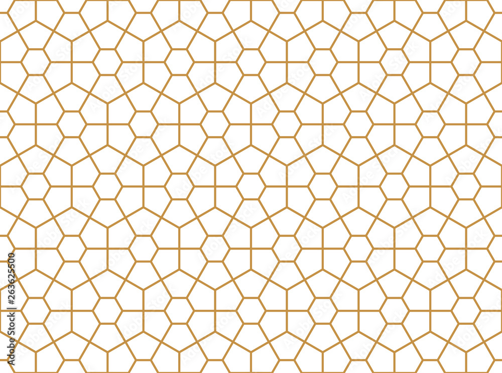 Naklejka premium The geometric pattern with lines. Seamless vector background. White and gold texture. Graphic modern pattern. Simple lattice graphic design