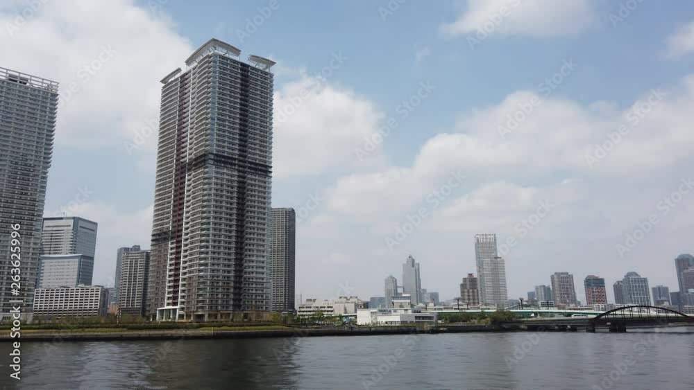 Viewing Panoramic Bayside Cityscape at Toyosu, Tokyo Viewing Panoramic Bayside Cityscape at Toyosu, Tokyo
