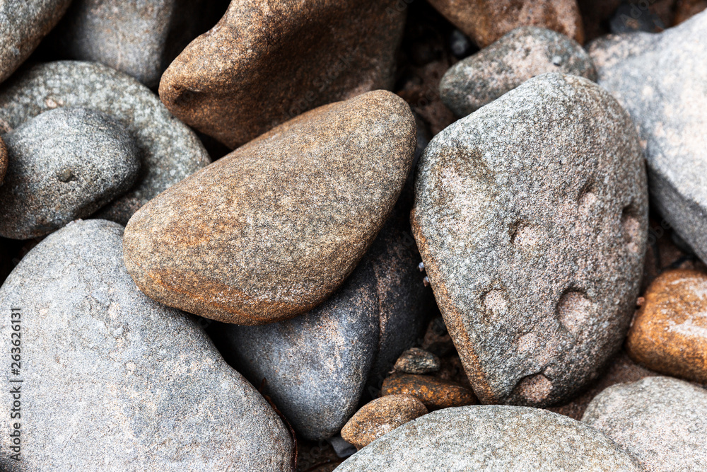 Cobble stones stacked carefully on back beach. Cobble stones stacked carefully on back beach.