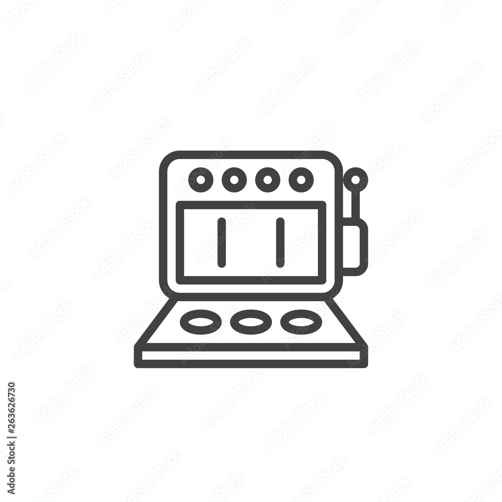 Retro music machine line icon. linear style sign for mobile concept and web design. Jukebox machine outline vector icon. Symbol, logo illustration. Pixel perfect vector graphics Retro music machine line icon. linear style sign for mobile concept and web design. Jukebox machine outline vector icon. Symbol, logo illustration. Pixel perfect vector graphics