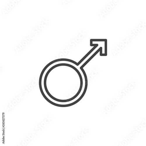 Male, sex sign line icon. linear style sign for mobile concept and web design. Male gender outline vector icon. Symbol, logo illustration. Pixel perfect vector graphics