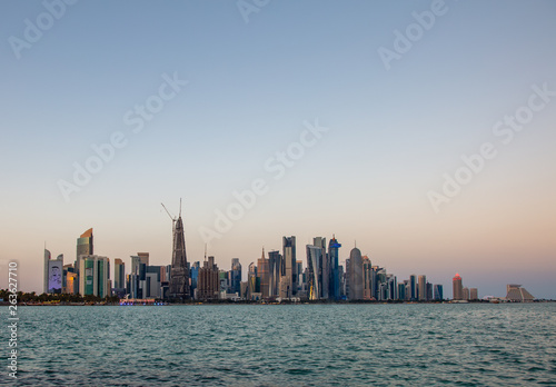 Doha City Center Skyscrapers  Qatar During the Sunset