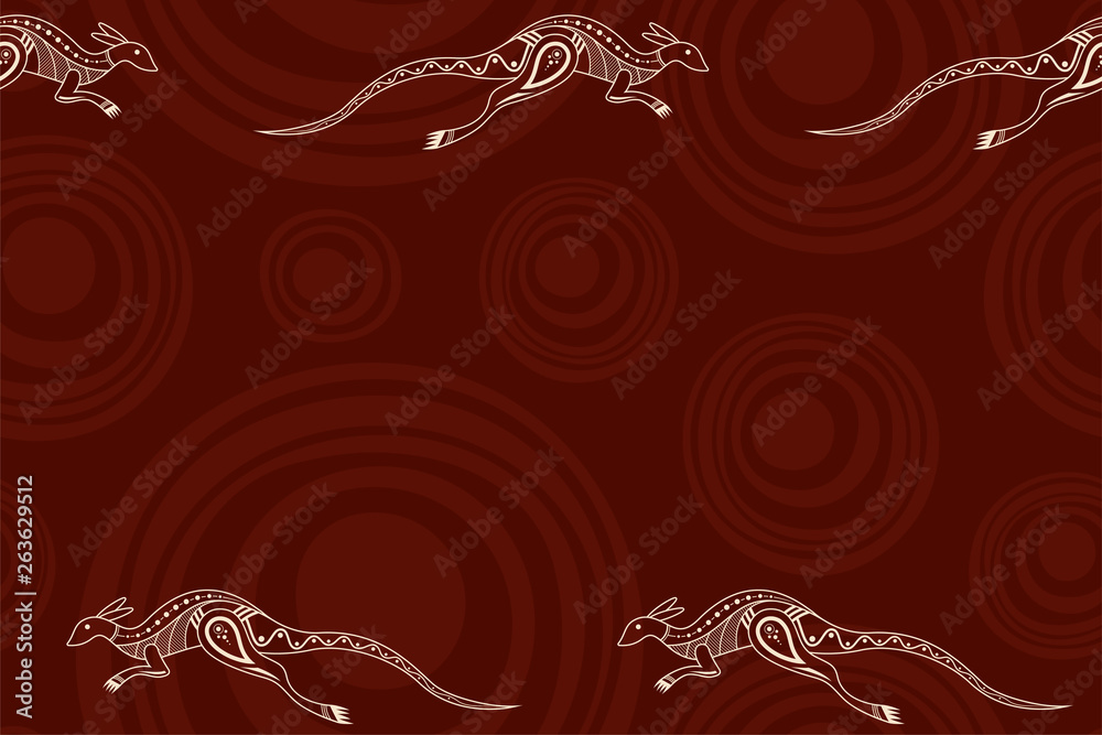 Seamless horizontal border pattern with kangaroos and smooth round shapes on background. Seamless horizontal border pattern with kangaroos and smooth round shapes on background.