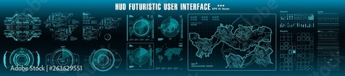 HUD elements mega set pack. Dashboard display virtual reality technology screen. Futuristic user interface.
