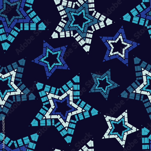 Seamless vector background. Stars with hatching. Hand drawing. Can be used for wallpaper, textile, invitation card, wrapping, web page background.