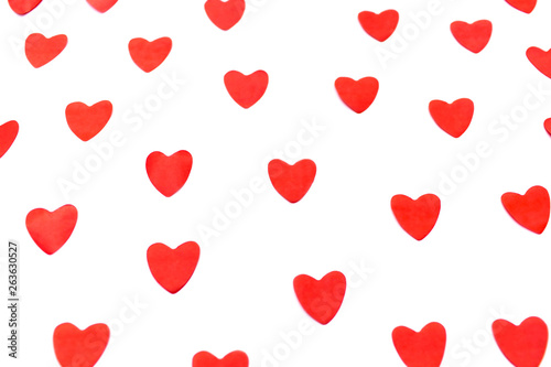 Red hearts on isolated background. Valentine's day concept. Copy space. For your text. Nobody. 