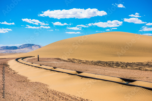 Railway tracks after sand storm, Namibia