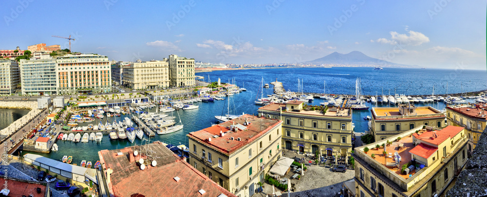 Napoli Naples and mount Vesuvius in the background in a autumn day, Italy, Campania ,Europe