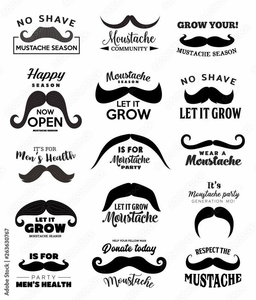 Mustache symbols of men health November month Stock Vector Adobe Stock